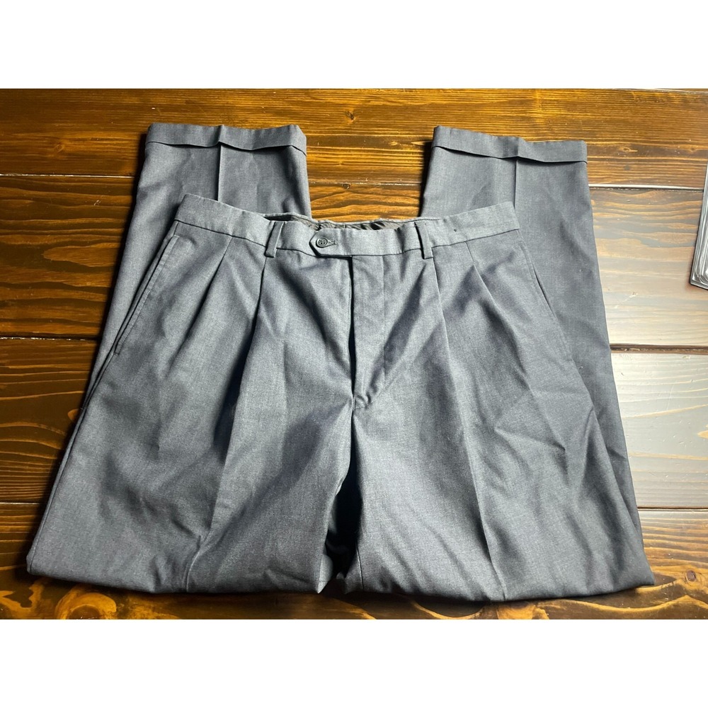 Angelo Rossi Pants, Men's Size 34x30, Gray, Dress Pants, Pleated, Straight Leg